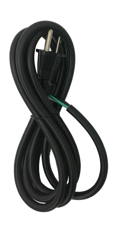 Power Cord with Three-Blade Plug, 18 Gauge Wire, NEMA 5-15 Plug, 6' 7" Long